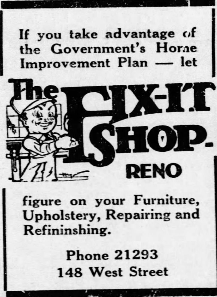The Fix-It Shop ad, 1934