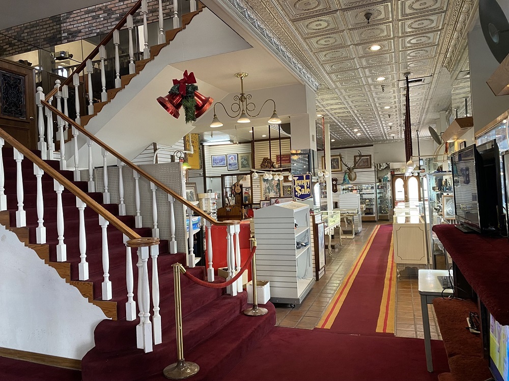 Stairway and rear retail space