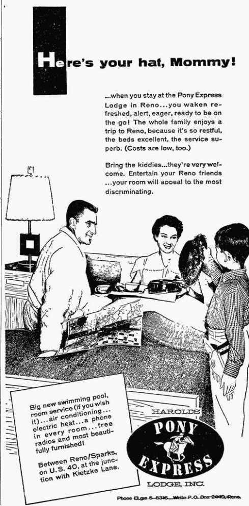Pony Express Lodge ad, 1957
