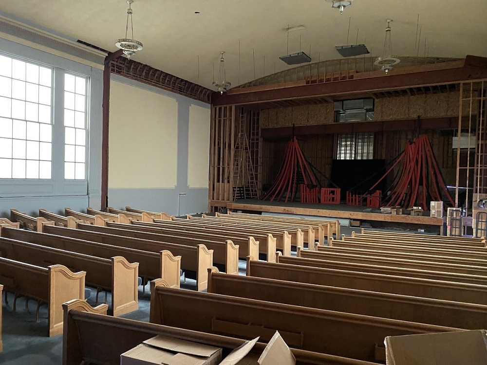 The half-completed stage