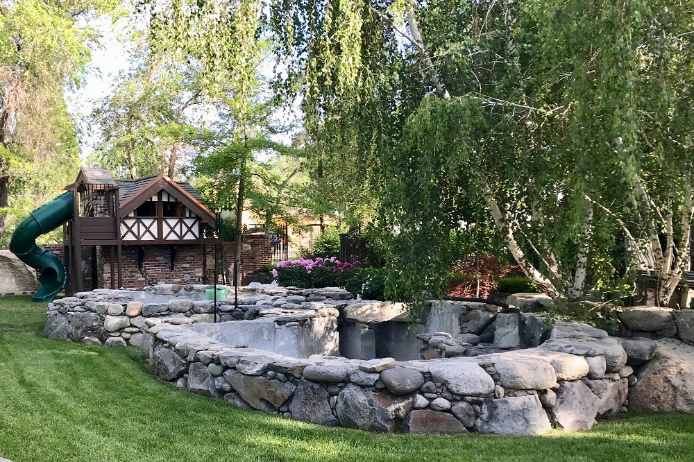 Pond and playhouse