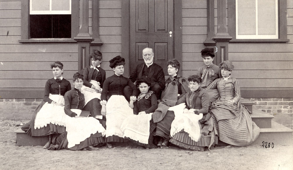 Bishop Whitaker and students, ca. 1888