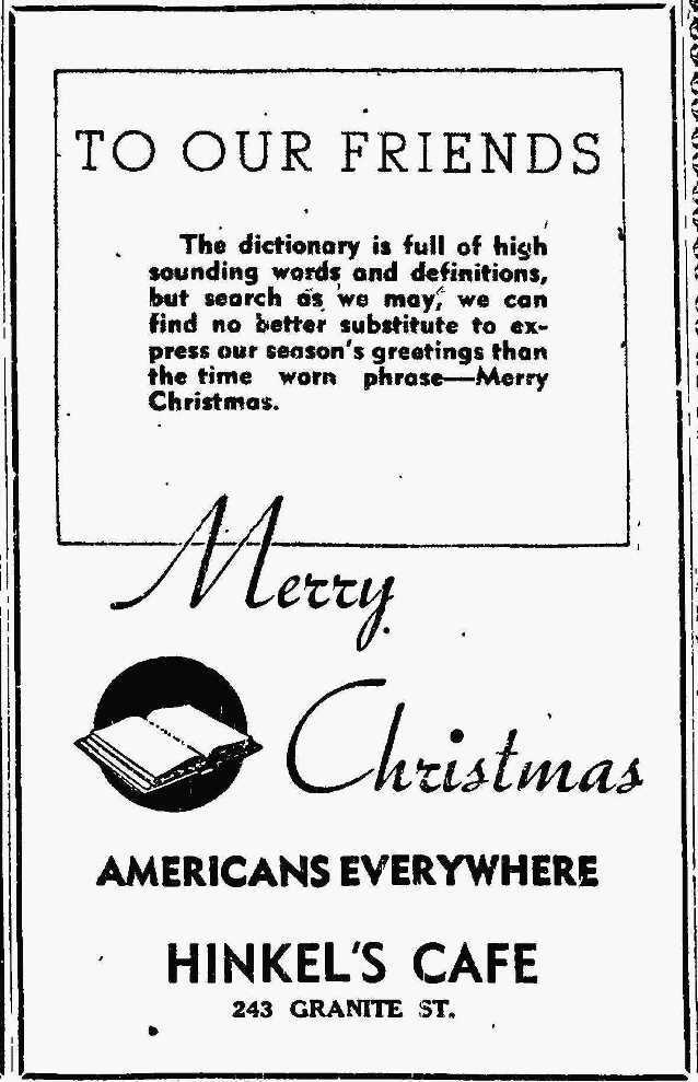 Hinkel's Cafe ad
