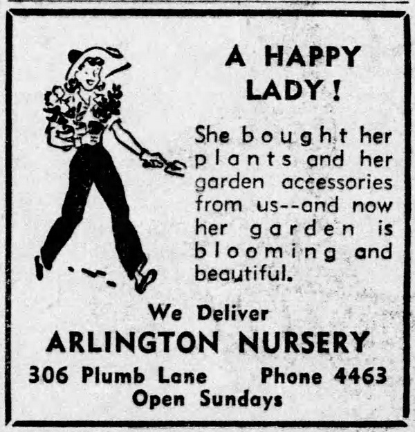 Arlington Nursery advertisement, 1948