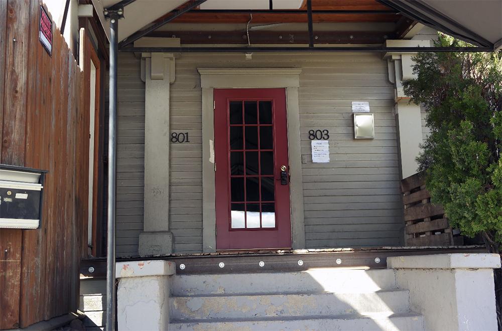 Close-up of entrance, 801 N. Lake St.