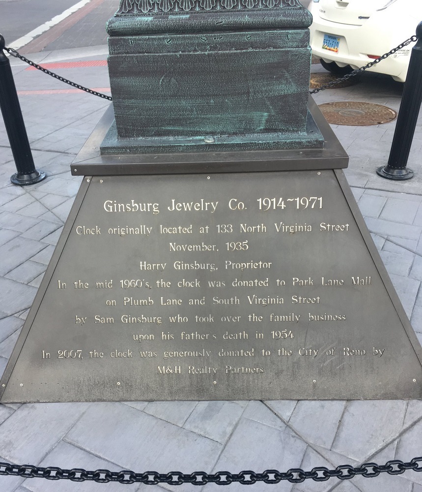 Ginsburg Clock descriptive plaque